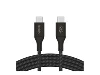 Belkin BoostCharge - USB-kabel - 24 pin USB-C (hann) til 24 pin USB-C (hann) - USB 2.0 - 2 m - opp til 240 W strømforsyningsstøtte - svart CAB015BT2MBK