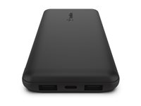 Belkin BoostCharge - Strømbank - 10000 mAh - 15 watt - 3 utgangskontakter (24 pin USB-C, 2 x USB) - svart BPB011BTBK