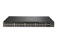HPE Aruba 6300M - Switch - L3 - Styrt - 48 x 10/100/1000 (PoE+) + 4 x 1 Gigabit / 10 Gigabit / 25 Gigabit / 50 Gigabit SFP56 (opplink / stabling) - front og side til bakside - rackmonterbar - PoE+ (1440 W) JL661A
