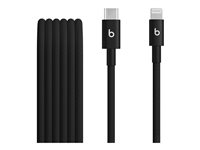 Beats - Lightning-kabel - 24 pin USB-C hann til Lightning hann - 1.5 m - svart bolt - flettet kabel, reinforced design, Rask lading MDGK4ZM/A