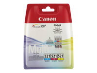 Canon CLI-521 Multipack - 3-pack - 9 ml - gul, cyan, magenta - original - blekkbeholder - for PIXMA iP3600, iP4700, MP540, MP550, MP560, MP620, MP630, MP640, MP980, MP990, MX860, MX870 2934B010