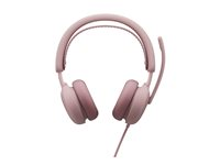 Logitech Zone Wired 2 for Business - Hodesett - on-ear - kablet - aktiv støydemping - rosa - Certified for Microsoft Teams 981-001616