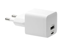 dbramante1928 re-charge - Strømadapter - 30 watt - PD - 2 utgangskontakter (USB, 24 pin USB-C) - hvit - Europa CH18EUWH7082