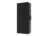 Insmat - Lommebok for mobiltelefon - ekte skinn, kartong+papir+aluminiumsfolie, polykarbonat (PC), bomullssting - svart - for Honor 200 Smart 650-3306