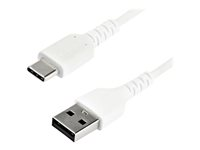 StarTech.com 2m USB A to USB C Charging Cable, Durable Fast Charge & Sync USB 2.0 to USB Type C Data Cord, Rugged TPE Jacket Aramid Fiber M/M 3A White, Samsung S10, S20, iPad Pro, Pixel - Heavy Duty and Rugged - USB-kabel - USB (hann) rett til 24 pin USB-C (hann) rett - Thunderbolt 3 / USB 2.0 - 2 m - hvit RUSB2AC2MW