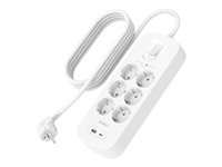 Belkin Connect - Overspenningsavleder - med USB-C- og USB-A-porter - utgangskontakter: 6 - 2 m kabel SRB002VF2M-V2