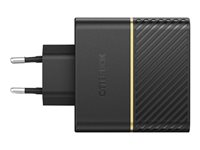 OtterBox Wall Charger - Strømadapter - 50 watt - 3 A - PD 3.0, USB BC 1.2 - 2 utgangskontakter (24 pin USB-C) - svart glimt 78-52724