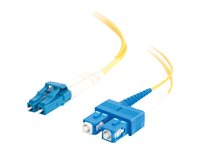 C2G LC-SC 9/125 OS1 Duplex Singlemode PVC Fiber Optic Cable (LSZH) - Koblingskabel - SC-enkeltmodus (hann) til LC-enkeltmodus (hann) - 2 m - 2 m - fiberoptisk - dupleks - 9 / 125 micron - OS1 - halogenfri - gul 85587