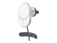 Belkin - Trådløs ladeholder for bil - magnetisk med Qi2 + bilstrømadapter - 15 watt - Fast Charge - grå WIC008BTGR-V2